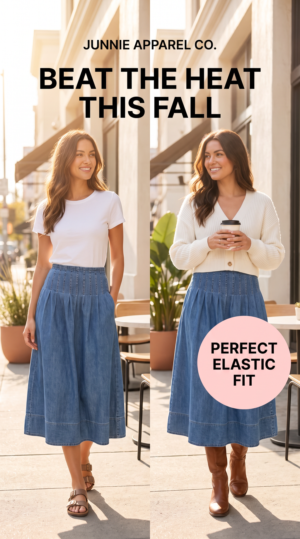 Soft Lightweight Denim Midi Skirt