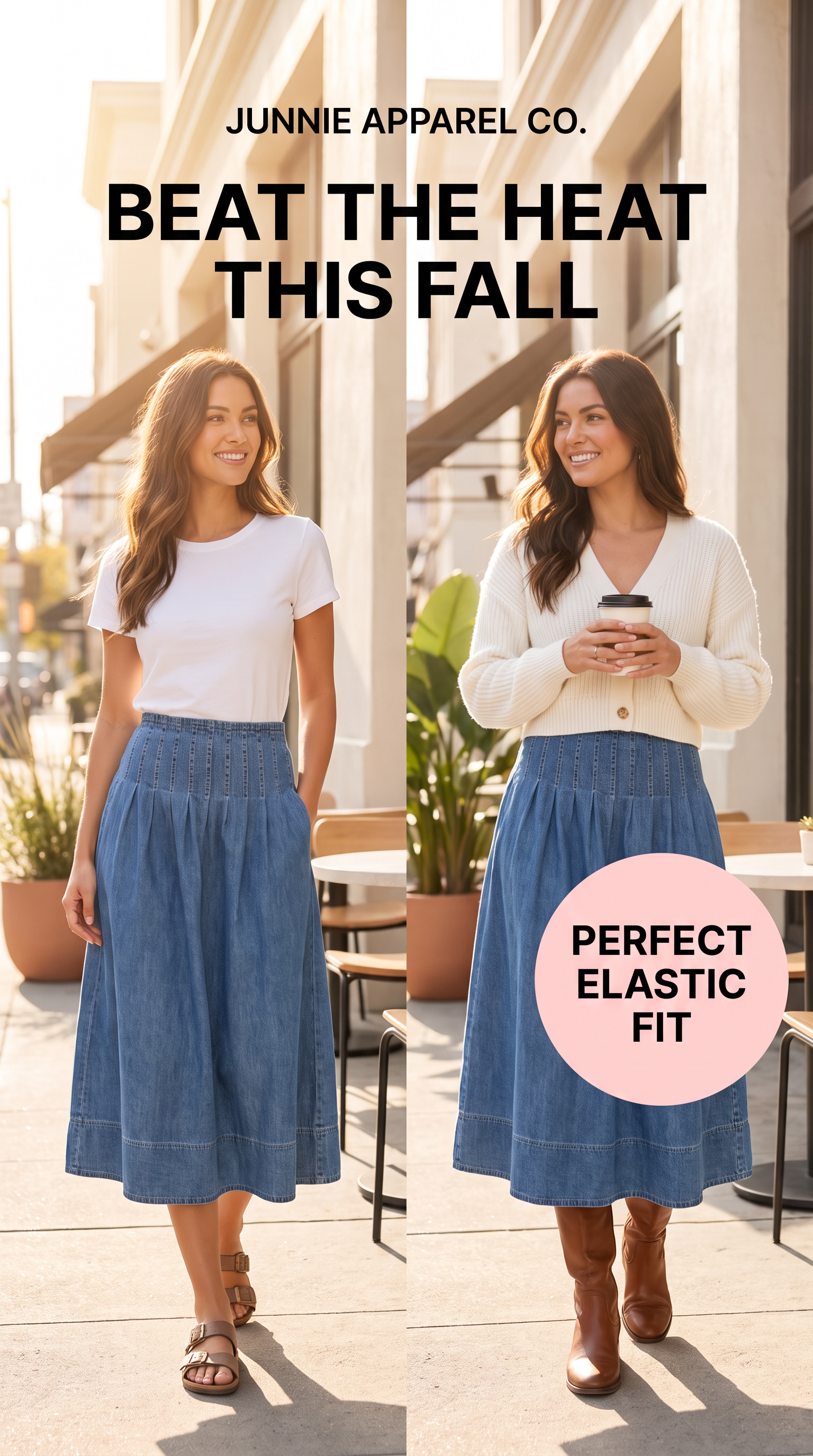 Soft Lightweight Denim Midi Skirt