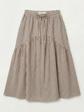 Comfort Elastic-Waist Striped Midi Skirt with Pockets