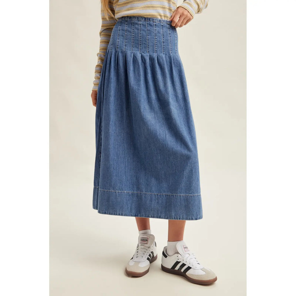 Soft Lightweight Denim Midi Skirt