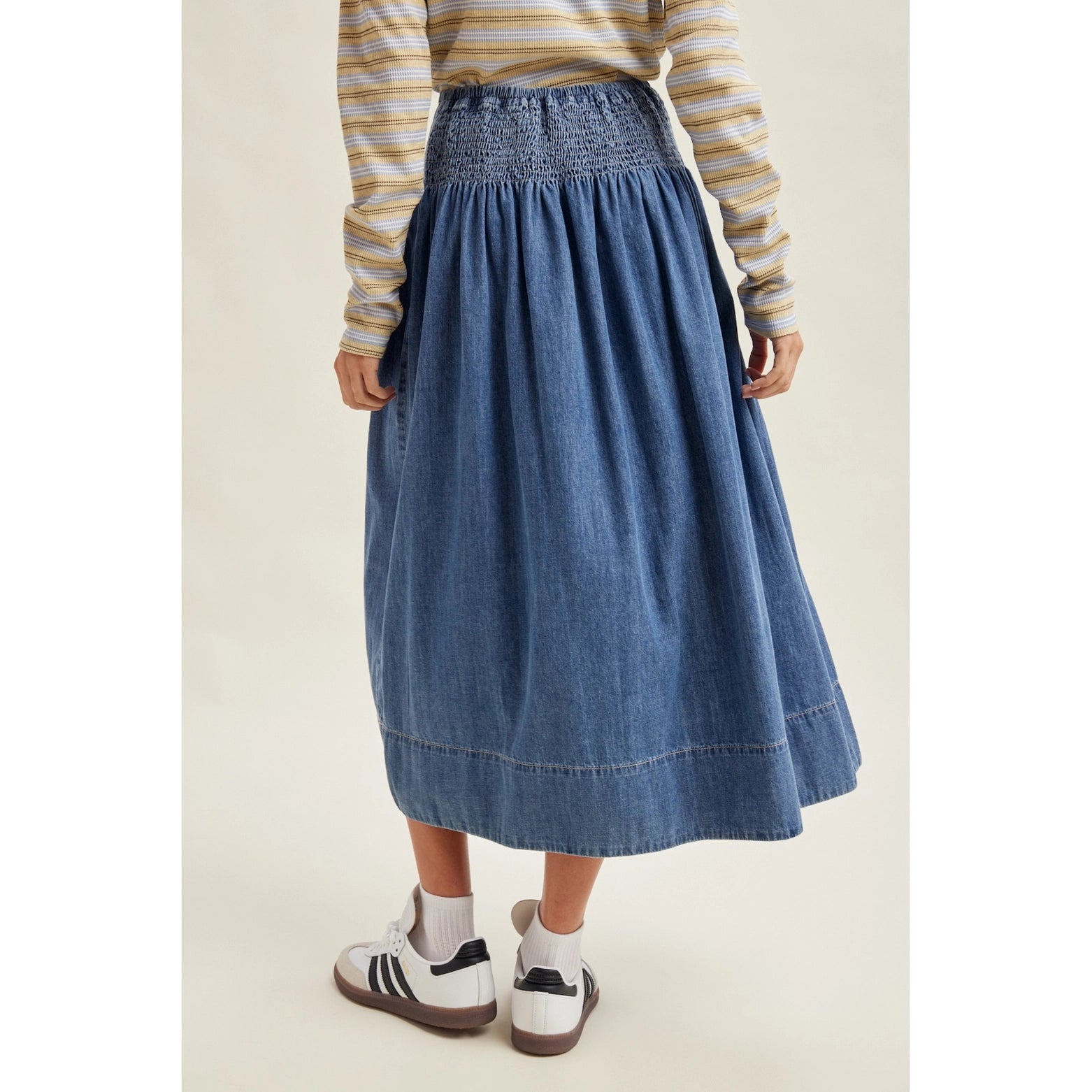 Soft Lightweight Denim Midi Skirt