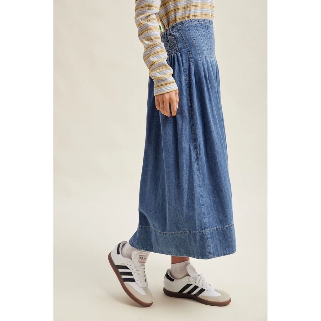 Soft Lightweight Denim Midi Skirt