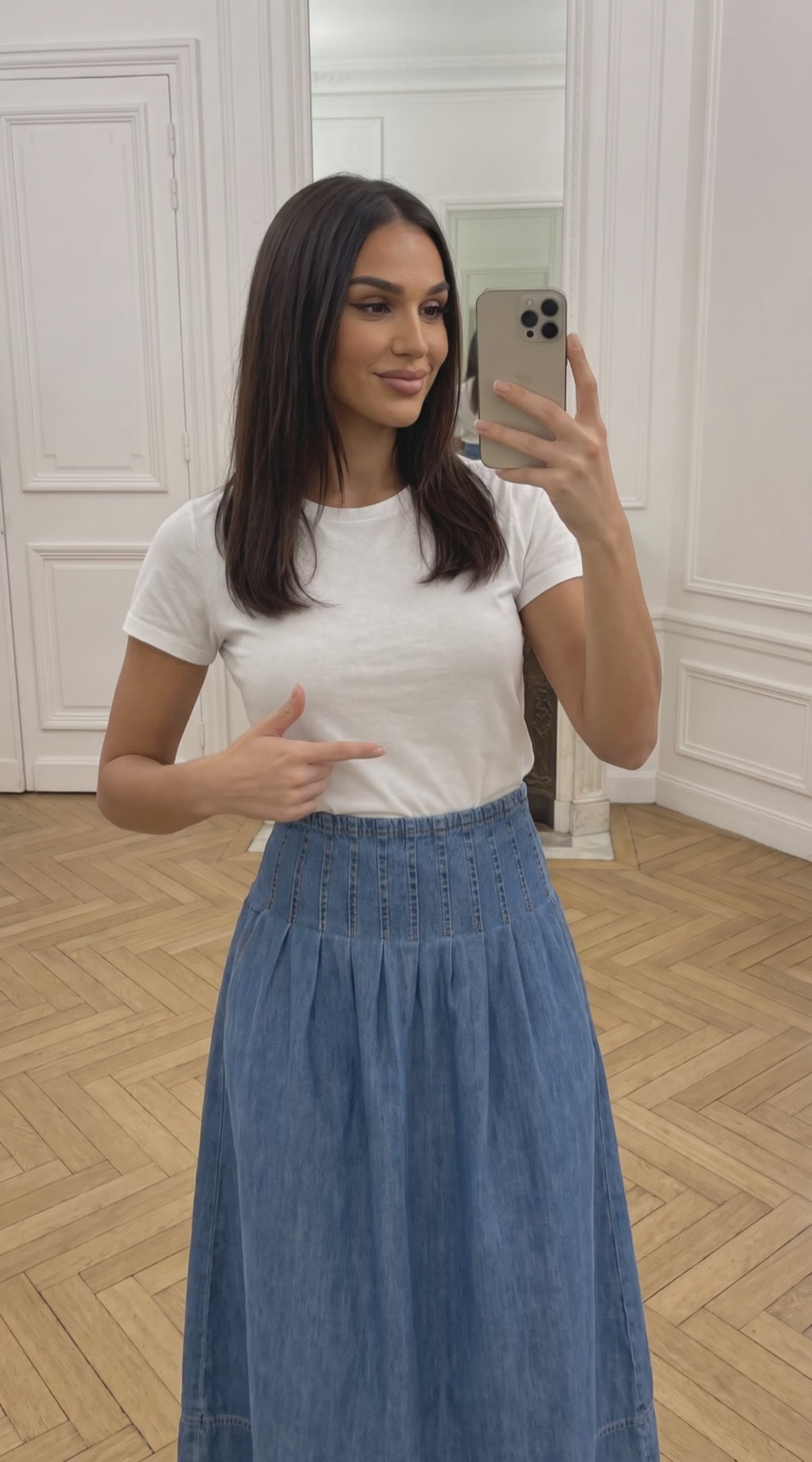 Soft Lightweight Denim Midi Skirt