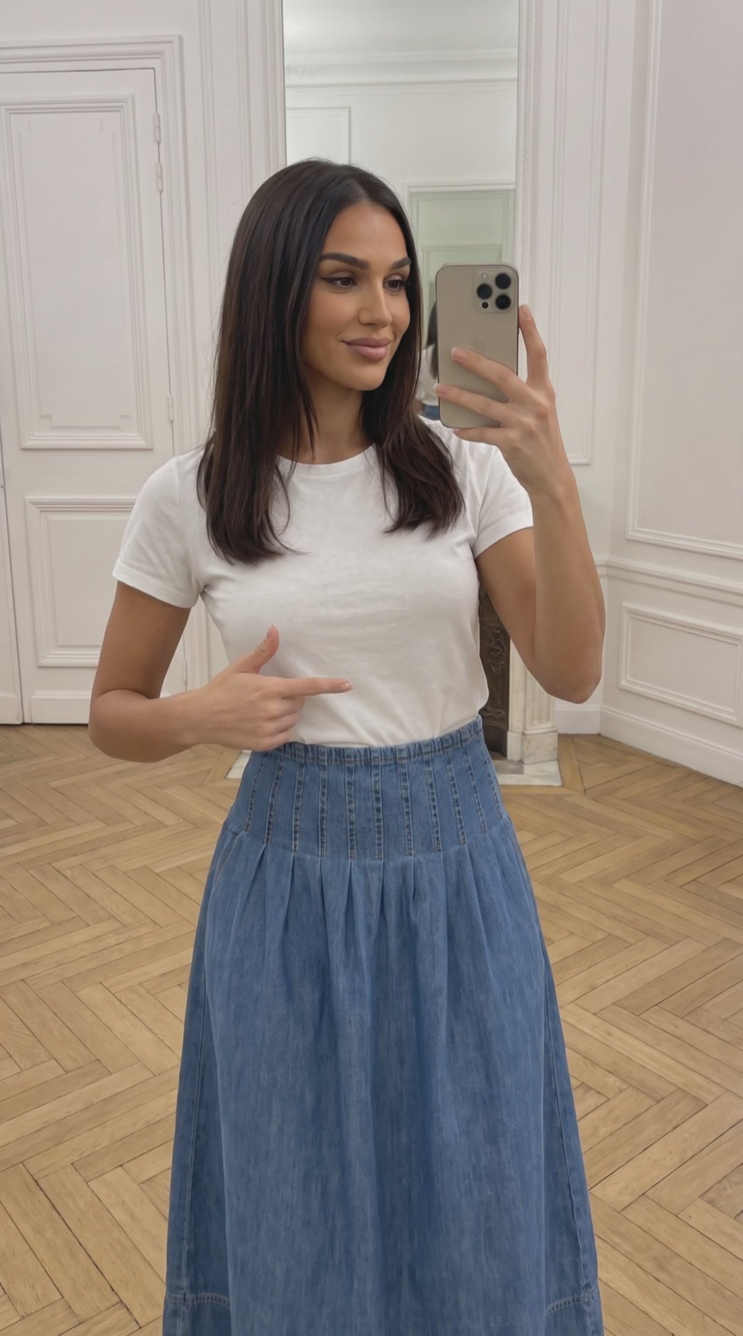 Soft Lightweight Denim Midi Skirt