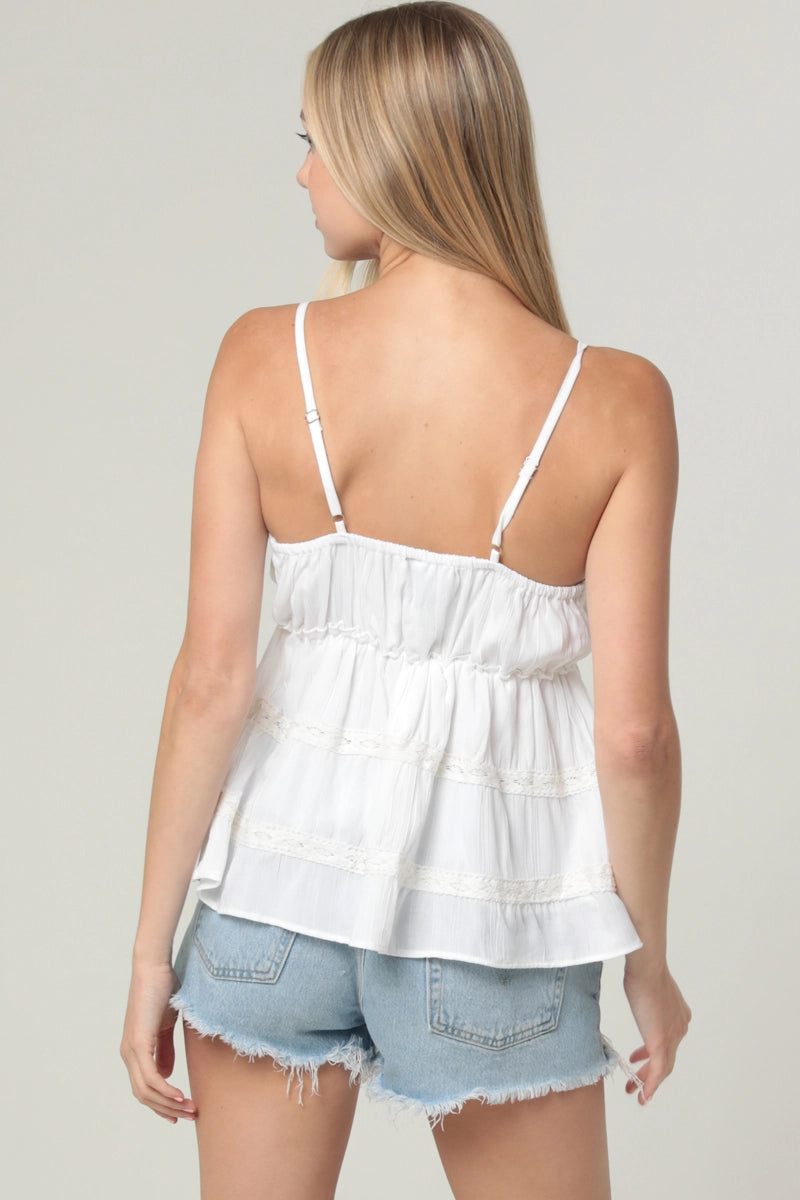 Mineral washed topLace Trim Babydoll Cami Top
